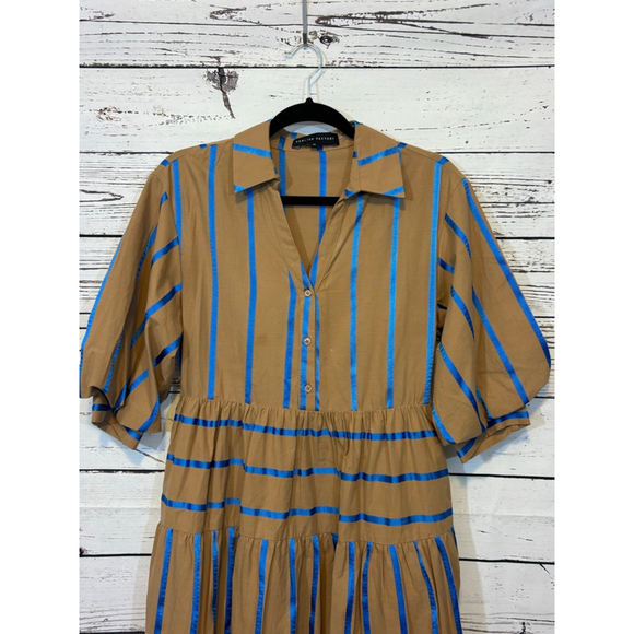 English Factory Tan and Blue Striped Midi Dress - Picture 4 of 9